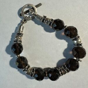 Elegant Silpada Silver and Smokey brown Beaded Bracelet